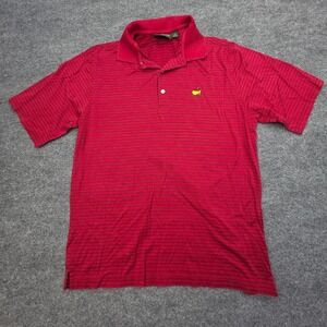 Amen Corner Masters Golf Polo Shirt Men's Medium Red Striped Golf